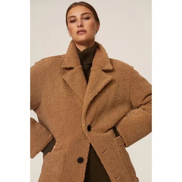 DEREK LAM 70s Reversible Wool Blend Quilted Faux Shearling Oversized Barn Coat 6 - Picture 7 of 17